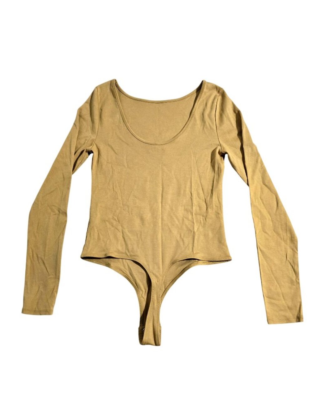 J.Crew Womens Long Sleeve Bodysuit With Snap Closure Size M Gold